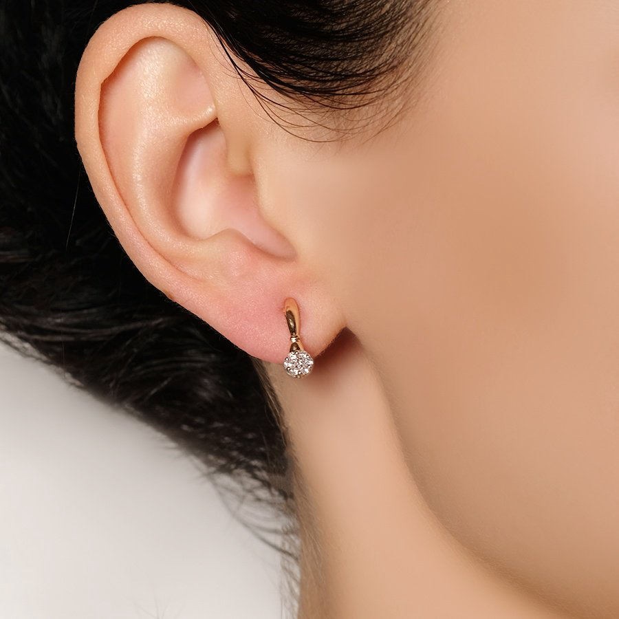Серьги АЛЬКОР 25955-100 вес 2.05 г золото, бриллиант купить,259500