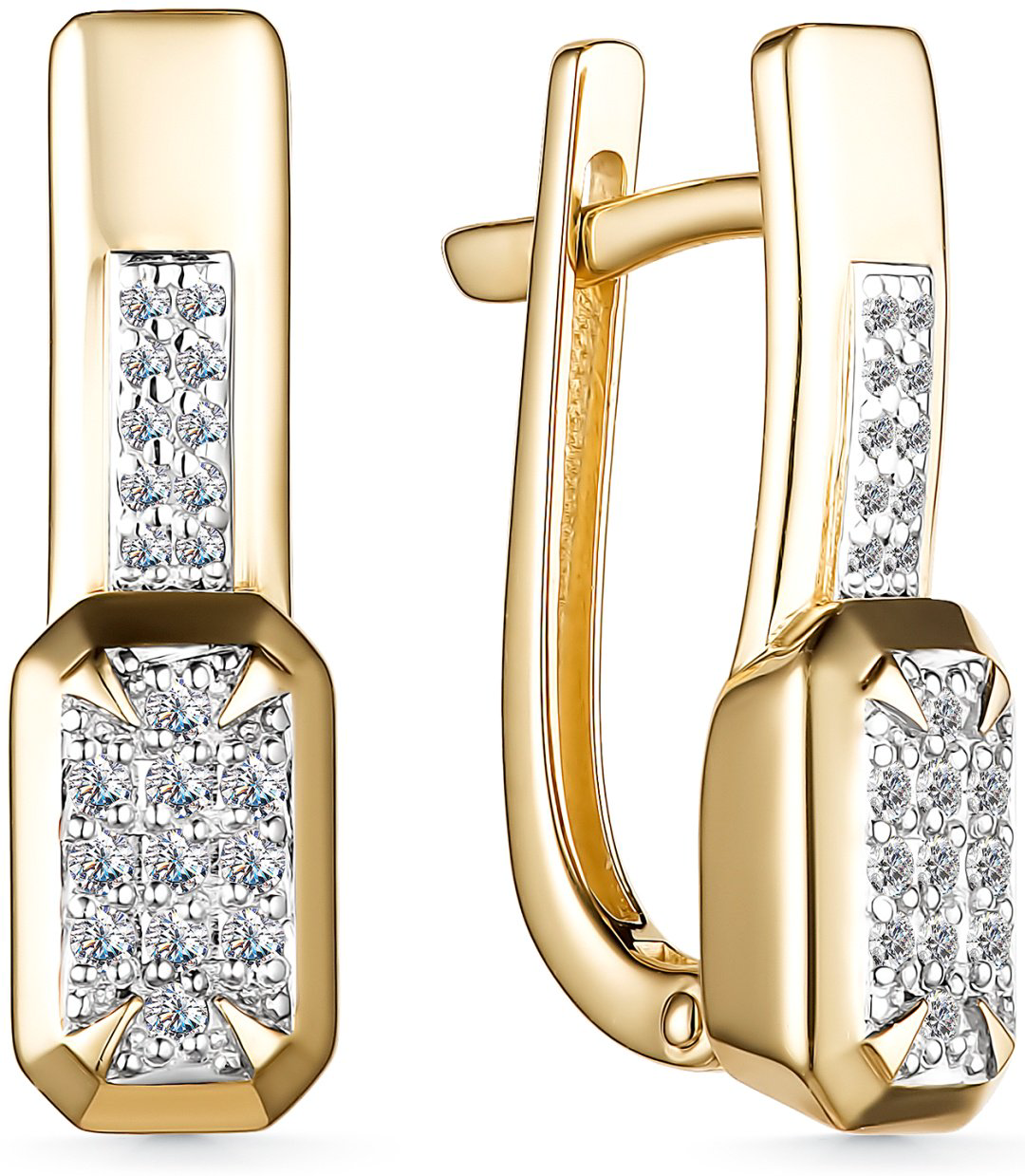 Серьги АЛЬКОР 25743-300 вес 3.71 г золото, бриллиант купить,NaN