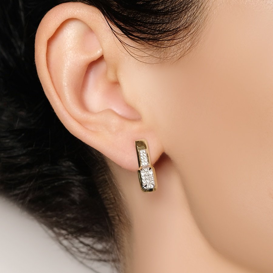 Серьги АЛЬКОР 25743-300 вес 3.71 г золото, бриллиант купить,NaN