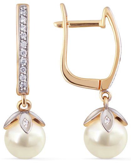 Серьги КРИСТАЛЛ NB78800226773 вес 4.71 г золото, жемчуг, фианит - ForteMarket Серьги КРИСТАЛЛ NB78800226773 вес 4.71 г золото, жемчуг, фианит купить,320280