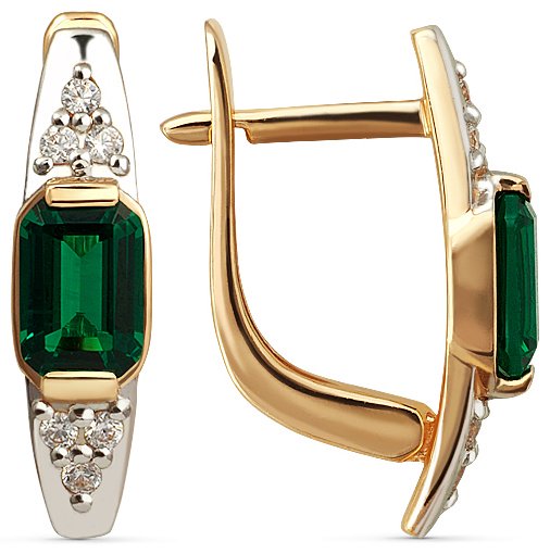 Серьги КРИСТАЛЛ NG39000226773 вес 2.42 г золото, фианит, изумруд