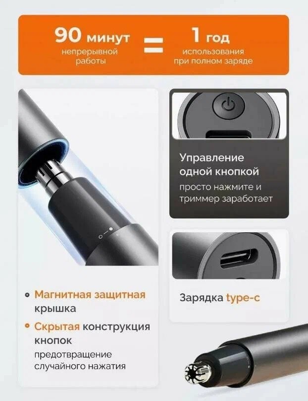 Xiaomi триммер для носа, для ушей MJGHB1LF купить,0