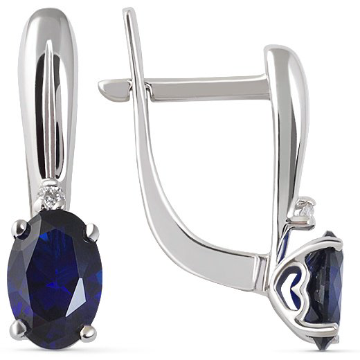 Серьги КРИСТАЛЛ NI37500226773 вес 2.2 г золото, сапфир, фианит купить,NaN