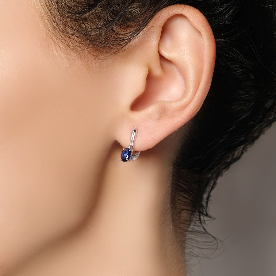 Серьги КРИСТАЛЛ NI37500226773 вес 2.2 г золото, сапфир, фианит купить,NaN