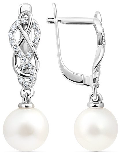 Серьги КРИСТАЛЛ NH82500226773 вес 3.72 г золото, жемчуг, фианит купить,252960