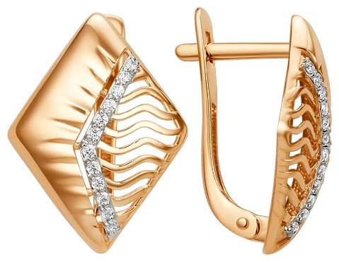 Серьги Династия 012712-1102 вес 2.98 г золото, фианит купить,NaN