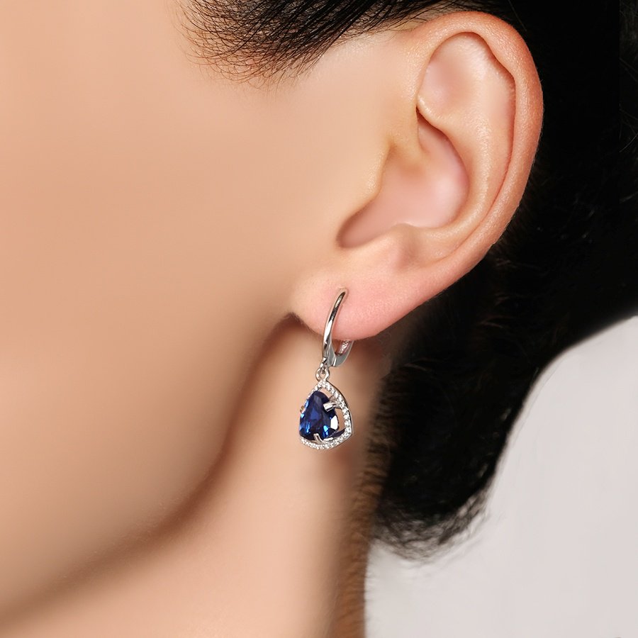 Серьги КРИСТАЛЛ NI12600226773 вес 4.38 г золото, фианит, сапфир купить,NaN