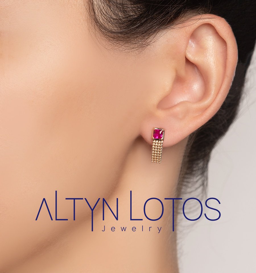 Серьги КРИСТАЛЛ NM70500226773 вес 3.36 г золото, рубин купить,228480