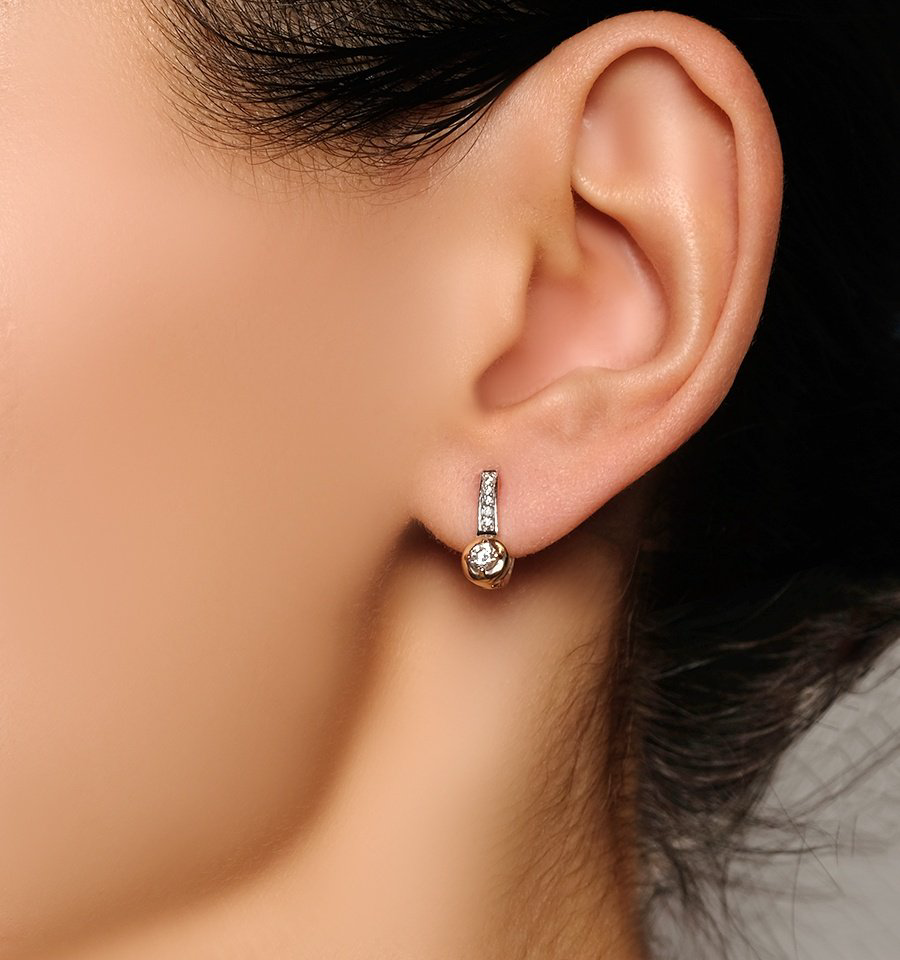 Серьги КРИСТАЛЛ NJ49700226773 вес 2.61 г золото, фианит купить,177480