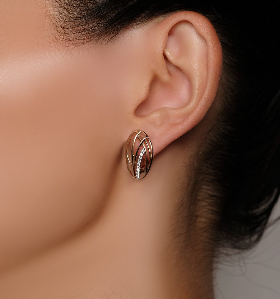 Серьги КРИСТАЛЛ ND54100226773 вес 3.5 г золото, фианит купить,NaN
