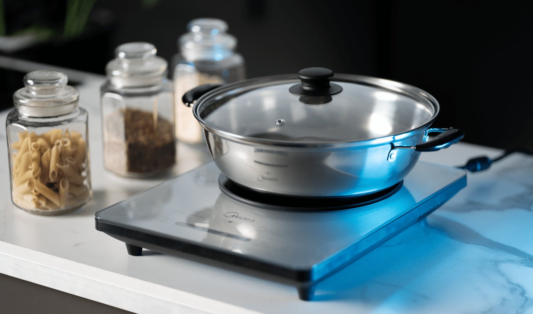 Настольная плита Midea МIH-T311GS серебристый - ForteMarket Настольная плита Midea МIH-T311GS серебристый купить,0