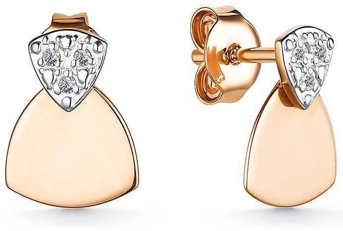 Серьги АЛЬКОР 25048-100 вес 1.26 г золото, бриллиант купить,NaN
