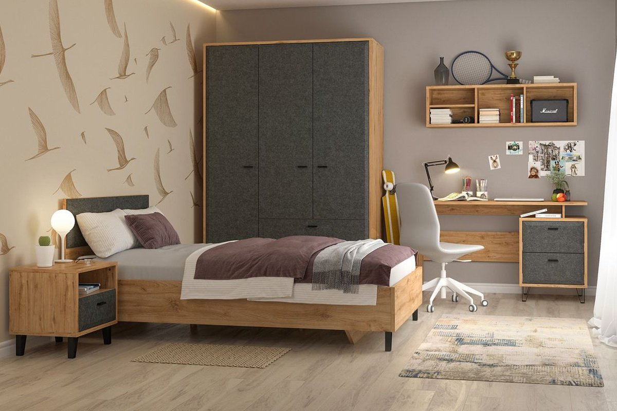 Стол письменный BRW Брест Грэйс, 135х56x78 см, серый, коричневый купить,NaN