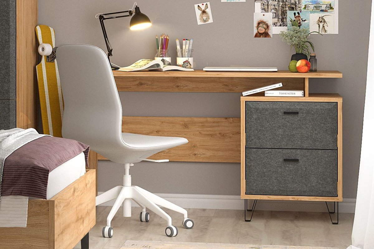 Стол письменный BRW Брест Грэйс, 135х56x78 см, серый, коричневый купить,NaN