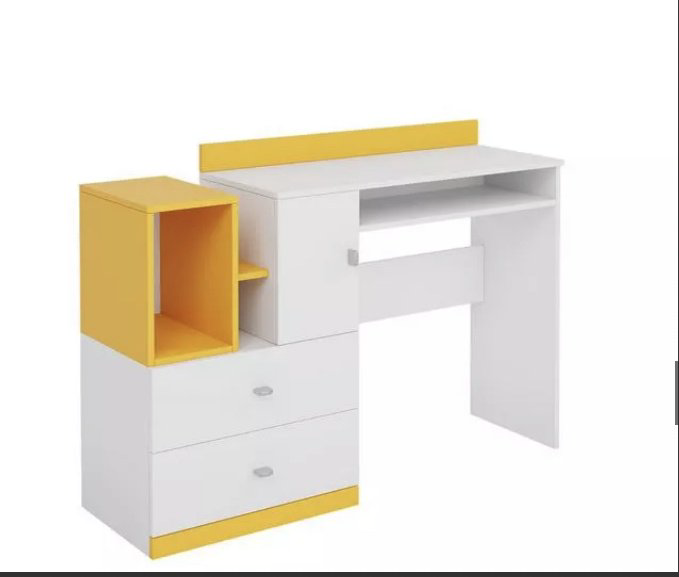 Стол компьютерный LuX MebeL 2, 130х55x83 см, белый, желтый купить,NaN
