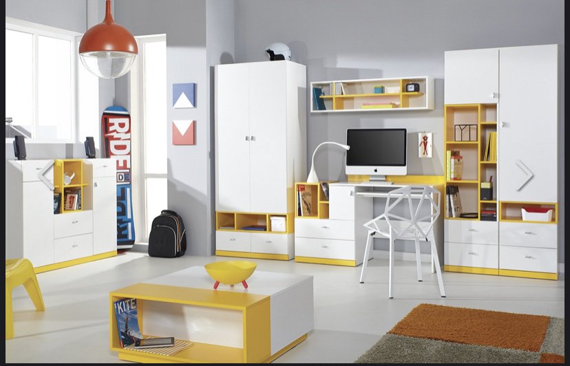 Стол компьютерный LuX MebeL 2, 130х55x83 см, белый, желтый купить,0
