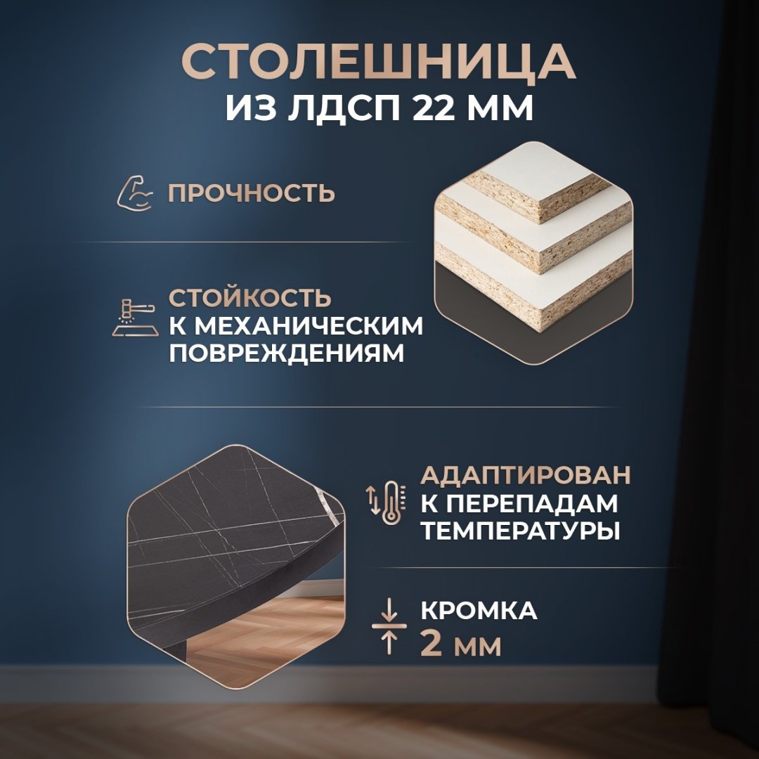 Обеденный стол Tetchair MANZANA 20618, 100х100x75 см, ЛДСП, черный купить,NaN