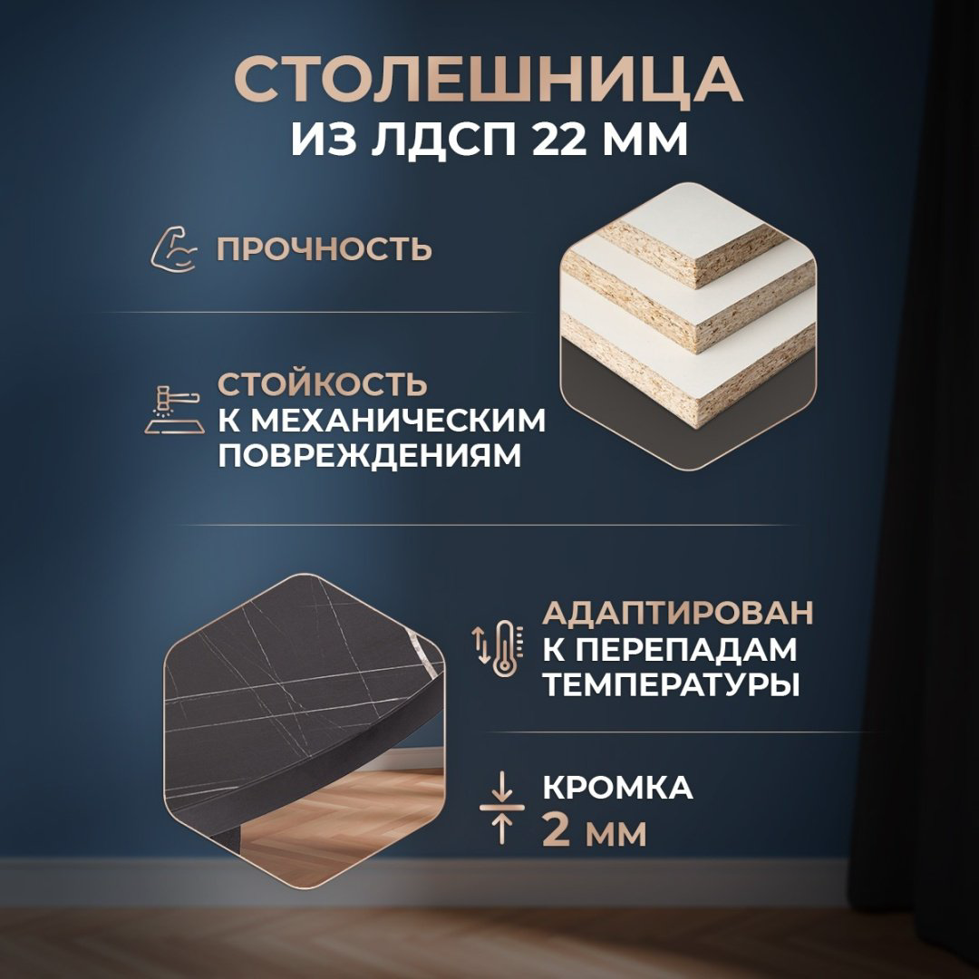 Обеденный стол Tetchair MANZANA 20618, 100х100x75 см, ЛДСП, черный купить,NaN