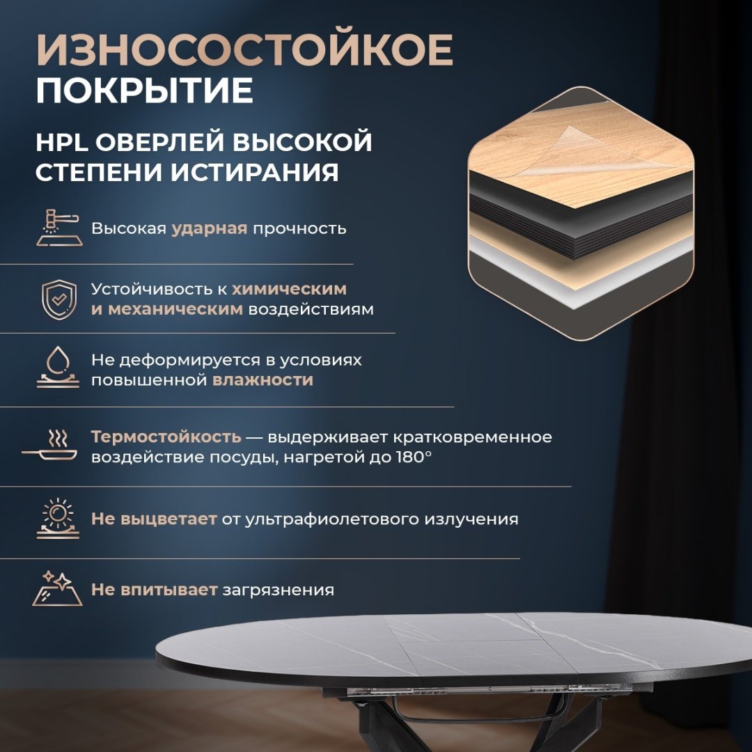 Обеденный стол Tetchair MANZANA 20618, 100х100x75 см, ЛДСП, черный купить,NaN