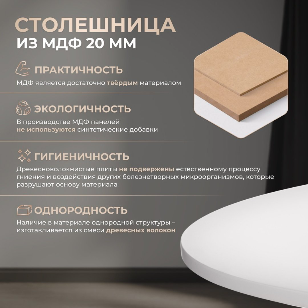 Обеденный стол Tetchair Mars 15186, 80х80x75 см, МДФ, белый купить,NaN