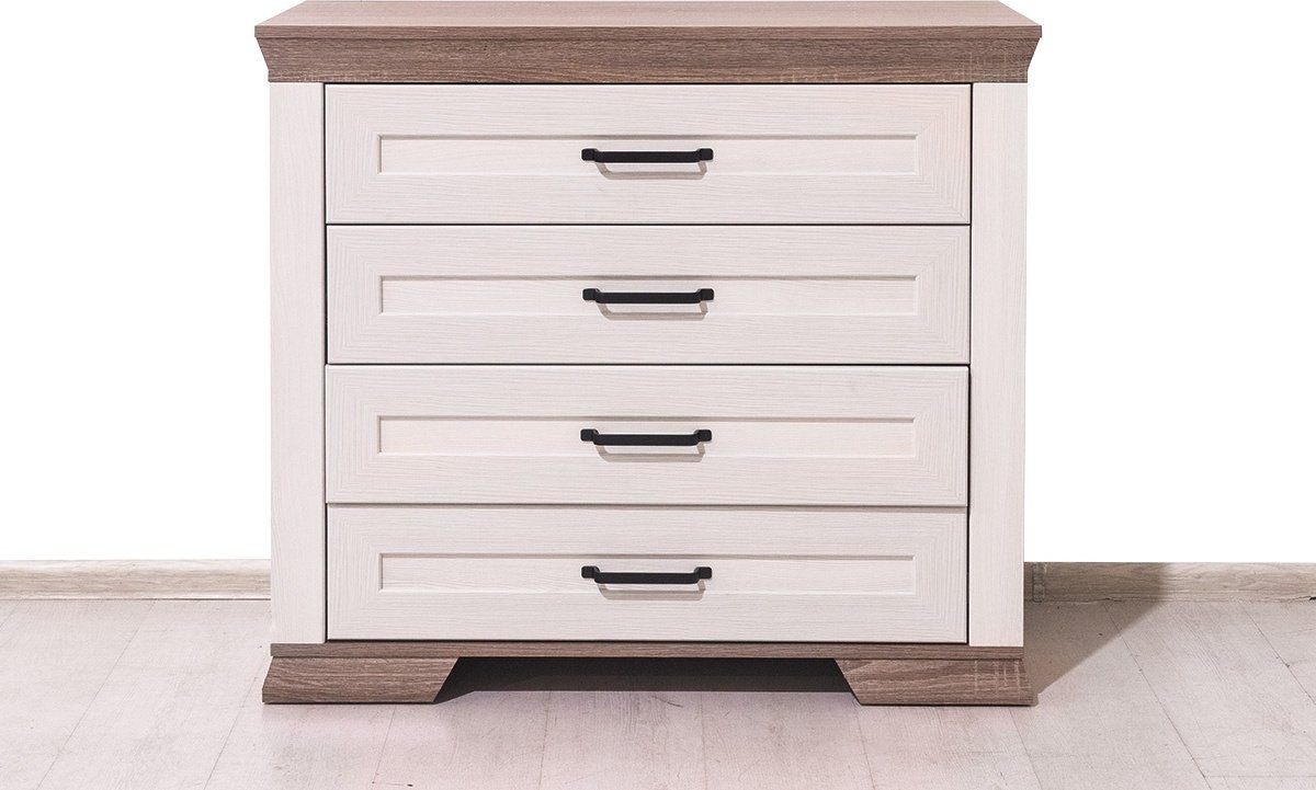 Детский комод BRW Брест Марсель KOM4S 00050167, 98x45x90 см, белый, коричневый - ForteMarket Детский комод BRW Брест Марсель KOM4S 00050167, 98x45x90 см, белый, коричневый купить,0
