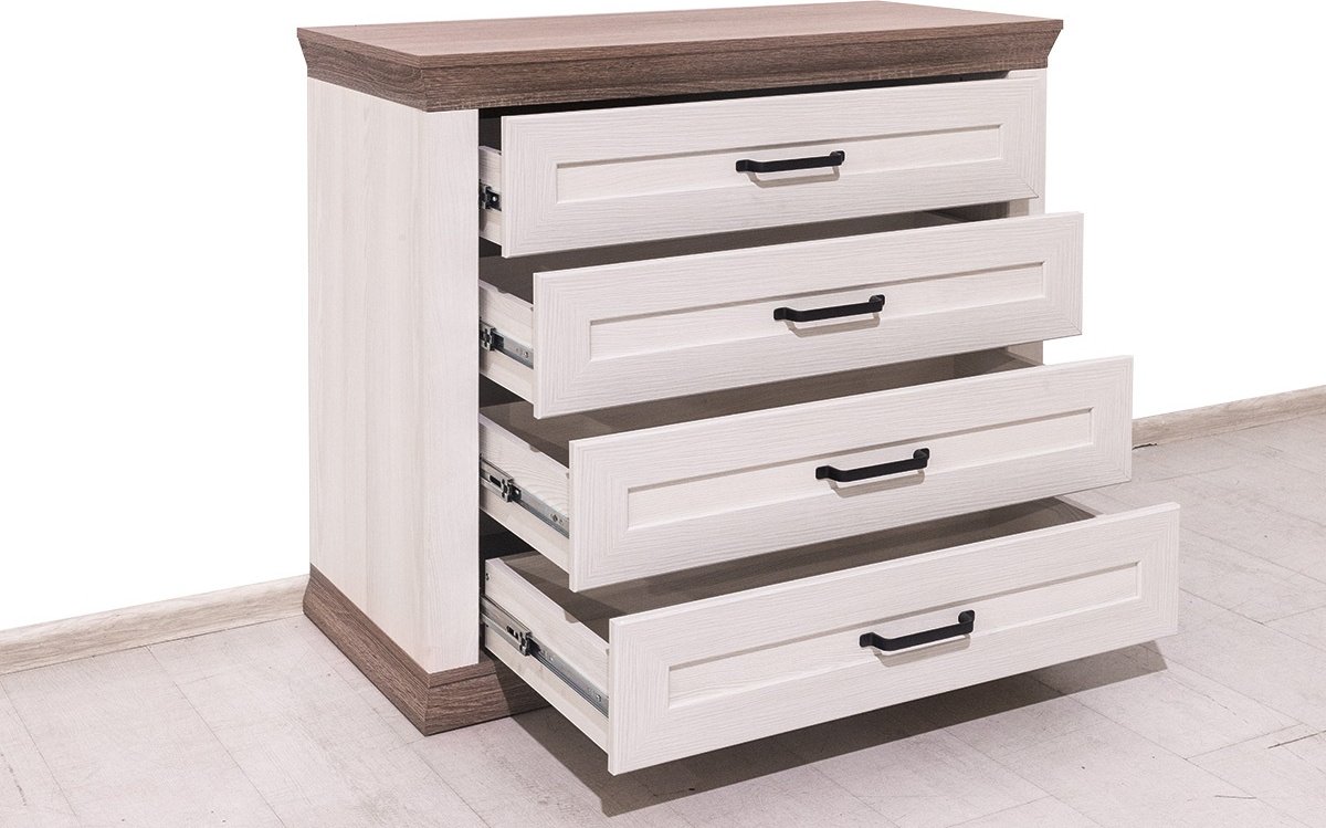 Детский комод BRW Брест Марсель KOM4S 00050167, 98x45x90 см, белый, коричневый - ForteMarket Детский комод BRW Брест Марсель KOM4S 00050167, 98x45x90 см, белый, коричневый купить,0