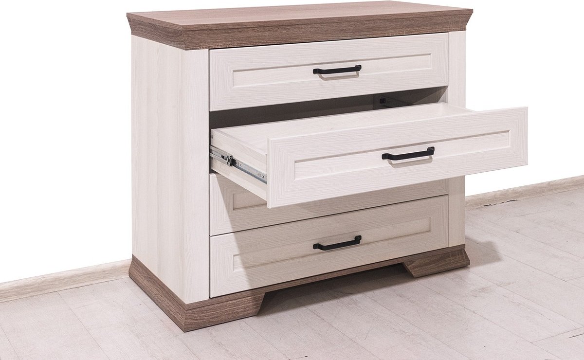 Детский комод BRW Брест Марсель KOM4S 00050167, 98x45x90 см, белый, коричневый - ForteMarket Детский комод BRW Брест Марсель KOM4S 00050167, 98x45x90 см, белый, коричневый купить,0