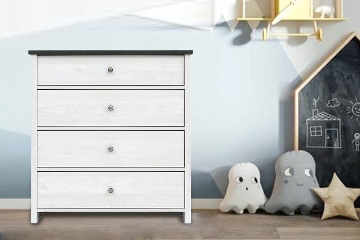 Детский комод BRW Брест Порто 4S 00050157, 88.5x40x94 см, белый купить,NaN