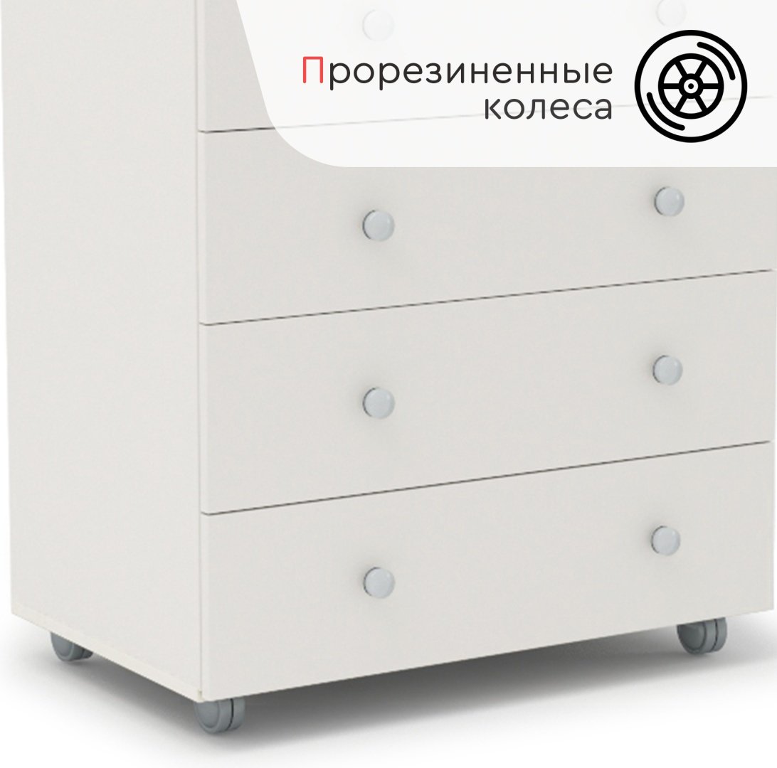 Детский комод TOMIX Martin, 79.5x49.5x101.5 см, белый купить,0