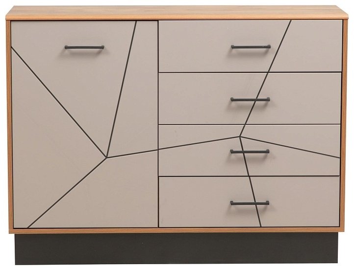 Комод Седьмое небо Гамма, 120x36x91 см, серый, коричневый купить,0