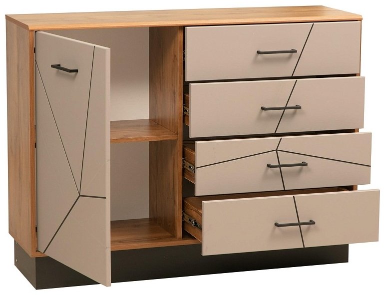 Комод Седьмое небо Гамма, 120x36x91 см, серый, коричневый купить,0