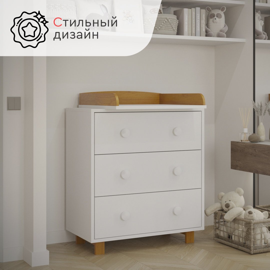 Детский комод TOMIX Laredo, 80x45x92 см, белый, коричневый - ForteMarket Детский комод TOMIX Laredo, 80x45x92 см, белый, коричневый купить,0