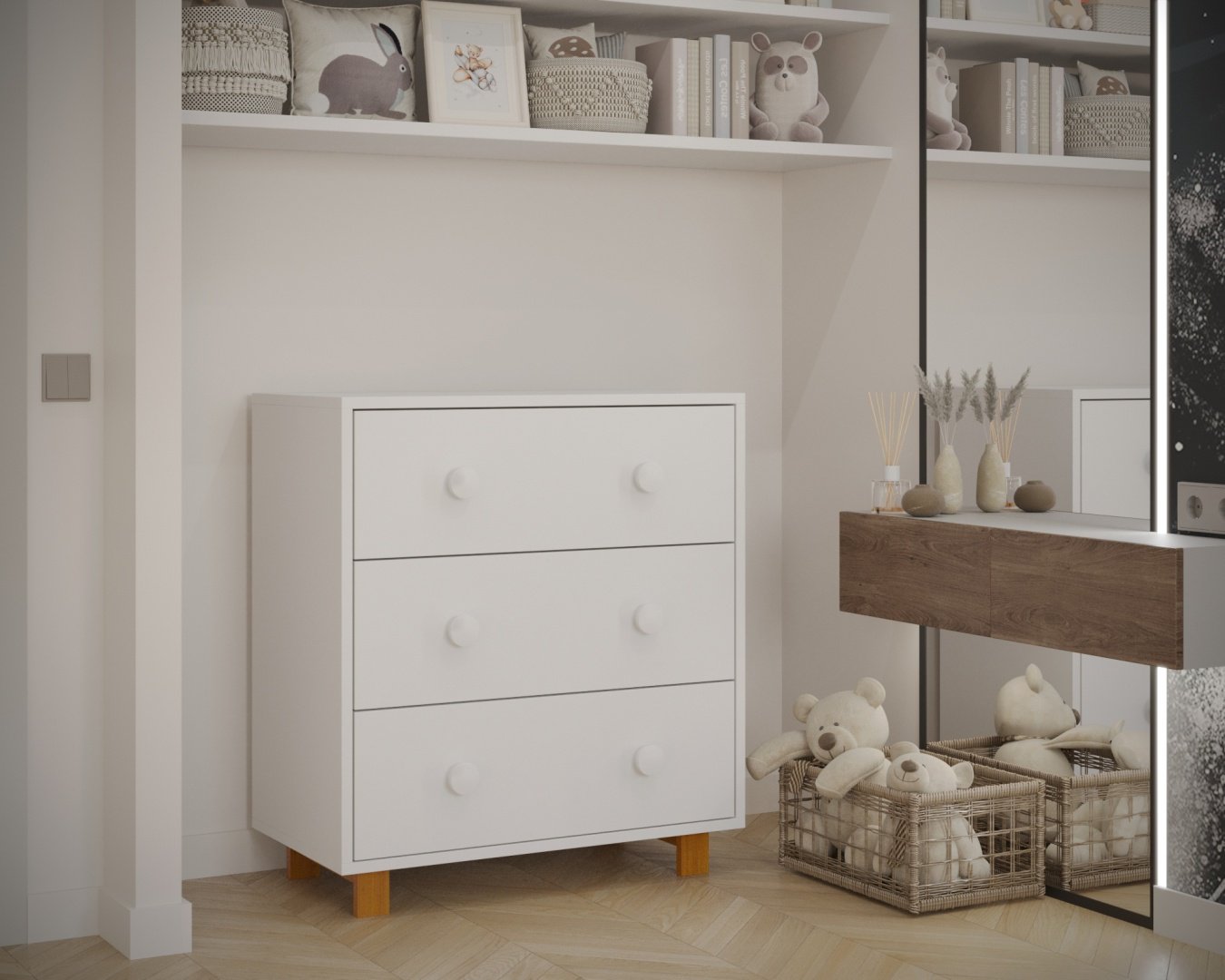 Детский комод TOMIX Laredo, 80x45x92 см, белый, коричневый - ForteMarket Детский комод TOMIX Laredo, 80x45x92 см, белый, коричневый купить,0