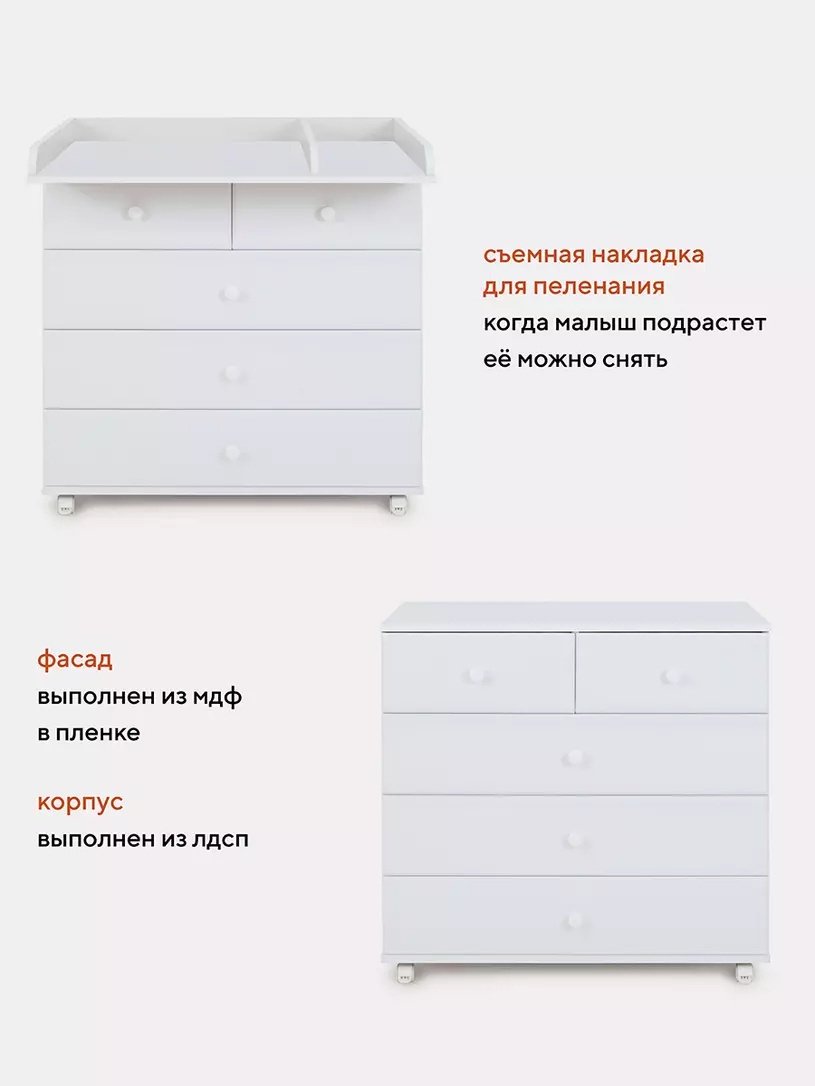 Детский комод Топотушки Ричард , 84x66x88 см, белый купить,0