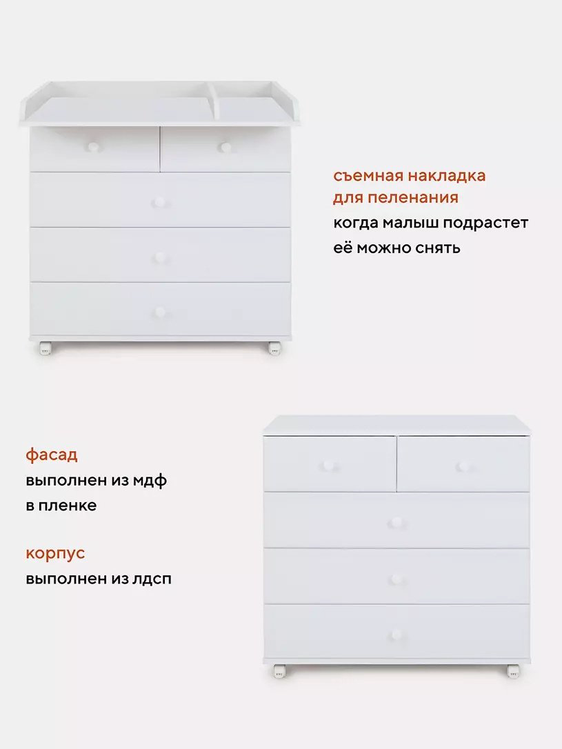 Детский комод Топотушки Ричард , 84x66x88 см, белый купить,NaN