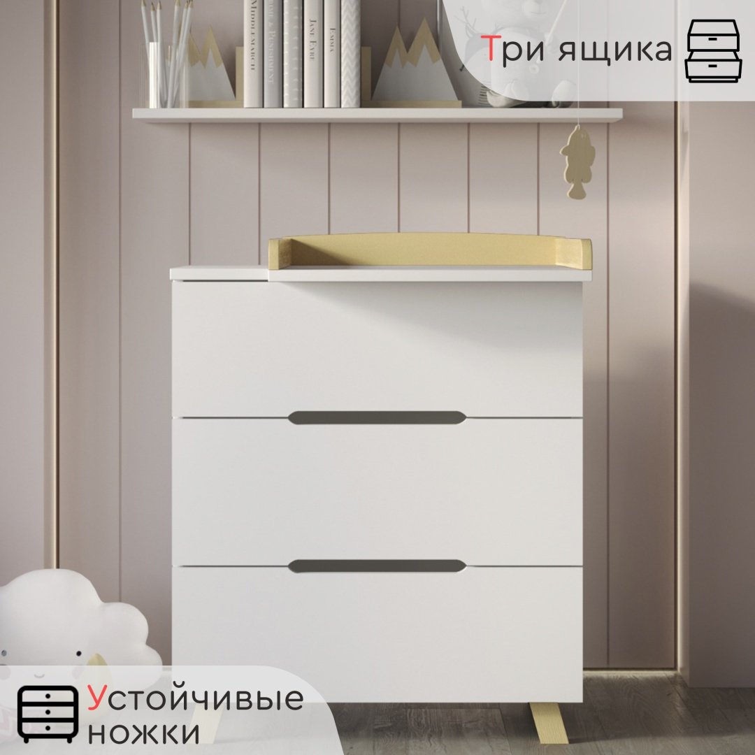 Детский комод TOMIX EDWIN V2, 80x45x92 см, белый - ForteMarket Детский комод TOMIX EDWIN V2, 80x45x92 см, белый купить,0
