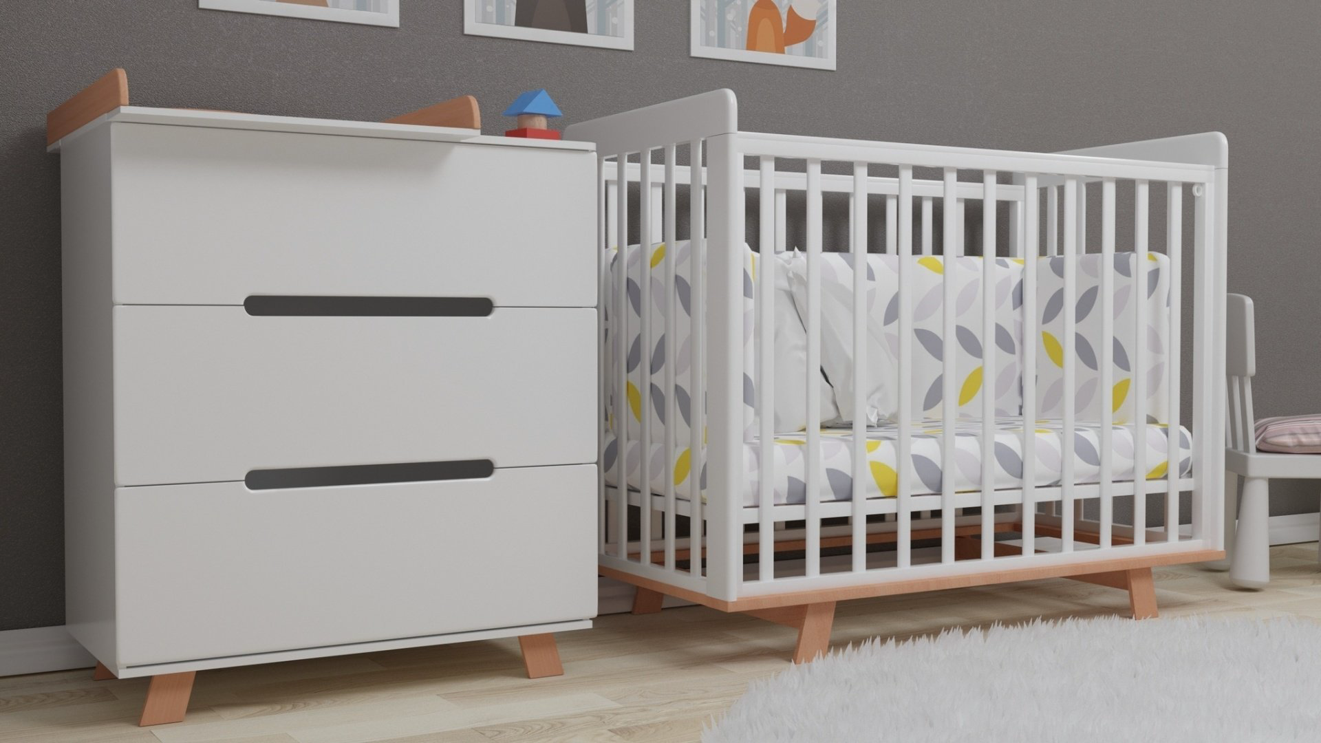 Детский комод TOMIX EDWIN V2, 80x45x92 см, белый купить,NaN