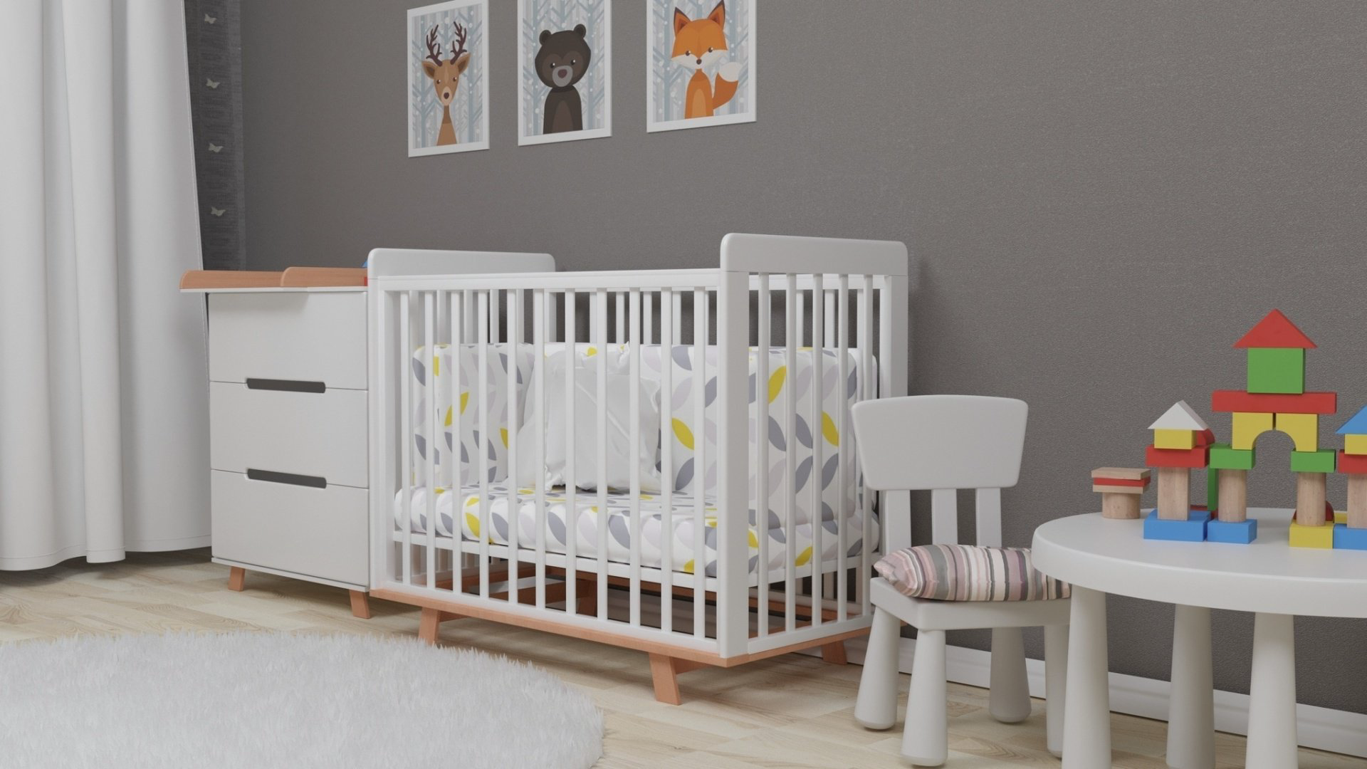 Детский комод TOMIX EDWIN V2, 80x45x92 см, белый купить,NaN