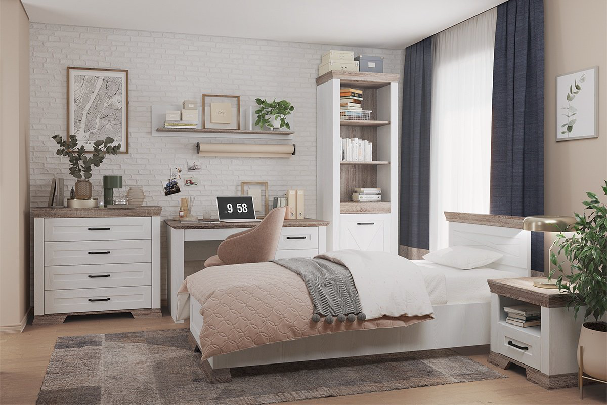 Кровать BRW Брест Марсель 00036647 90x200см белый купить,182900
