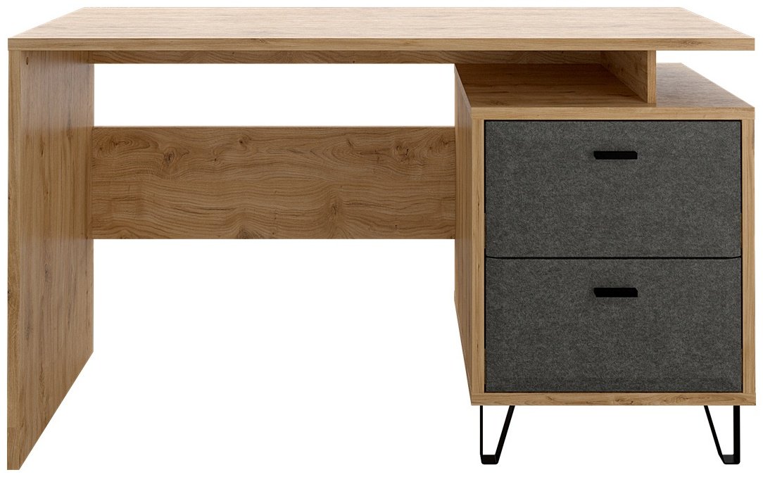Стол компьютерный BRW Брест Грэйс, 135х56x78 см, черный, светло-коричневый