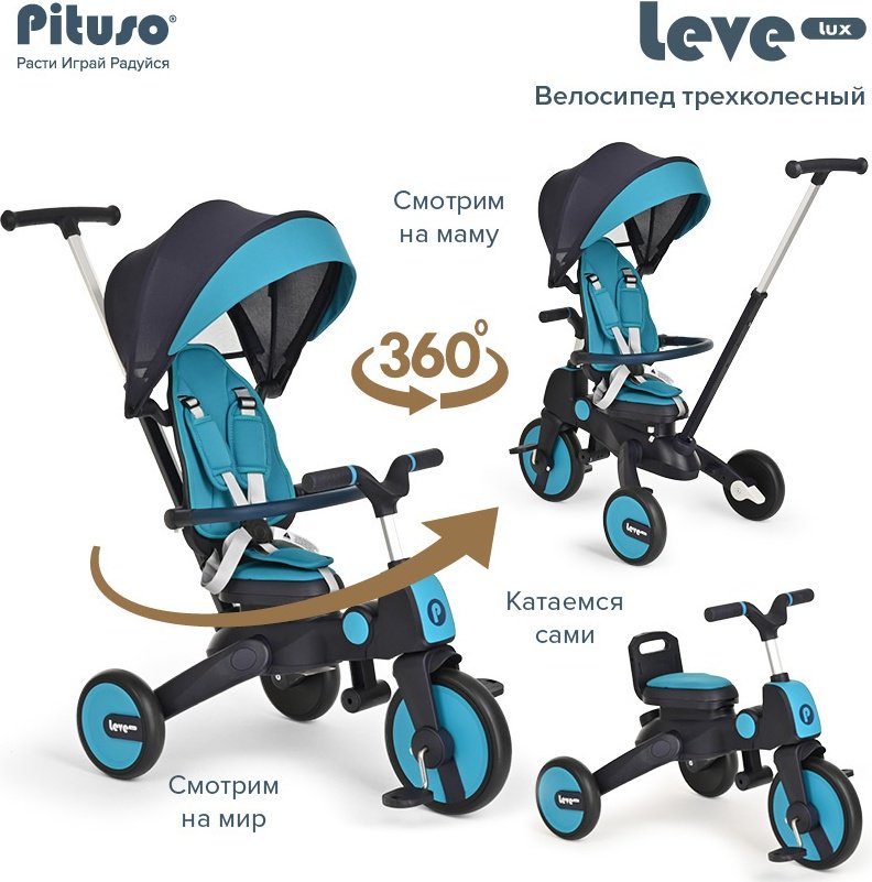 Трёхколёсный велосипед Pituso Lux S03-2 синий - ForteMarket Трёхколёсный велосипед Pituso Lux S03-2 синий купить,0