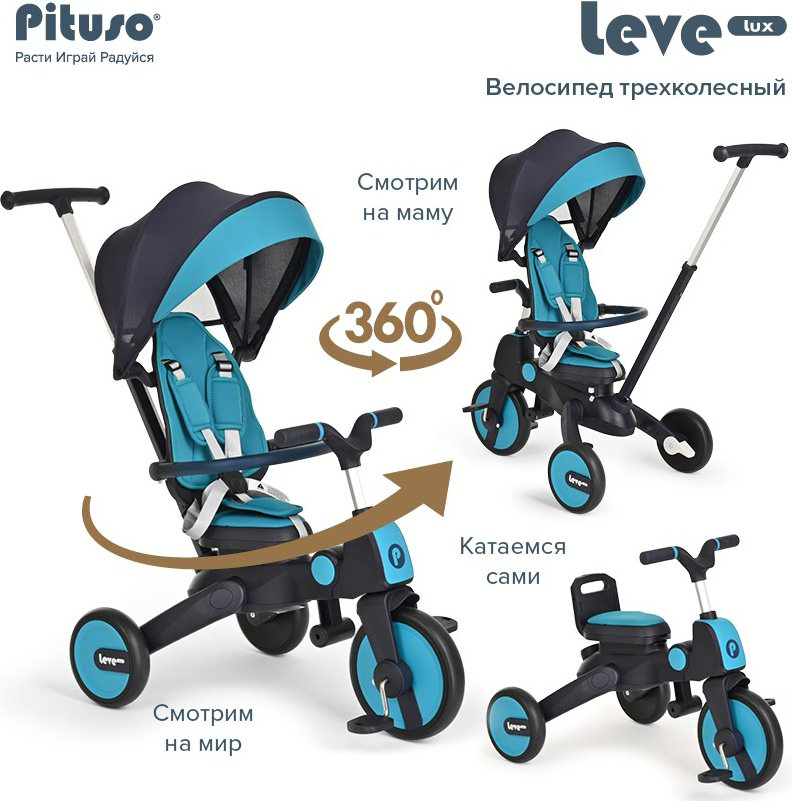 Трёхколёсный велосипед Pituso Lux S03-2 синий купить,NaN