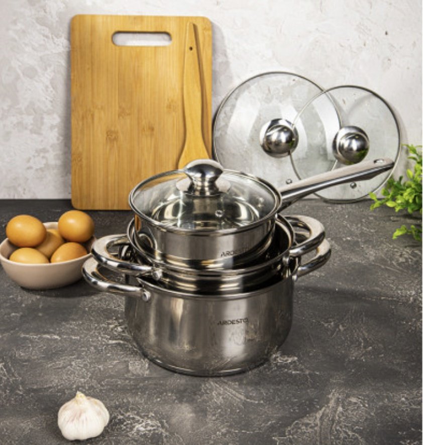 Ardesto набор кастрюль Gemini Gourmet Varese AR1906PS нержавеющая сталь 6 в 1 купить,0