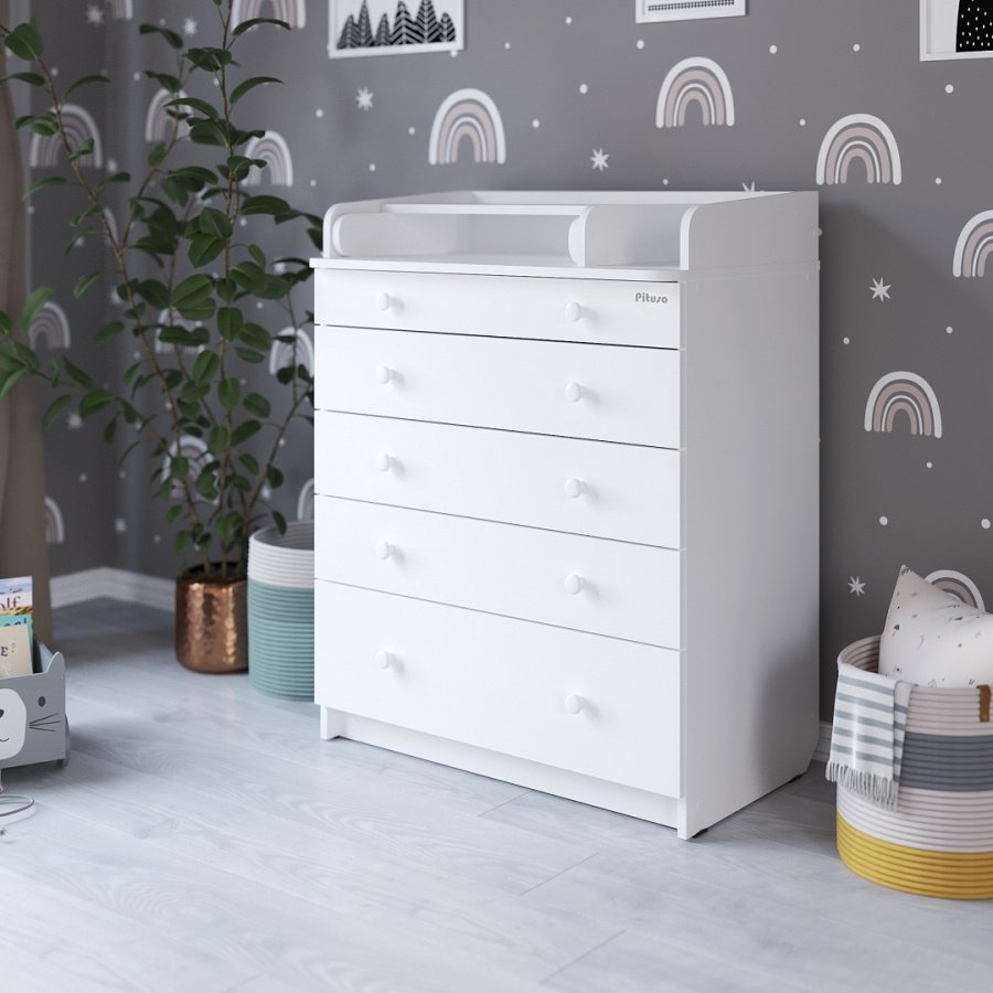 Детский комод Pituso TORI , 80.2x69.7x101.1 см, белый купить,NaN