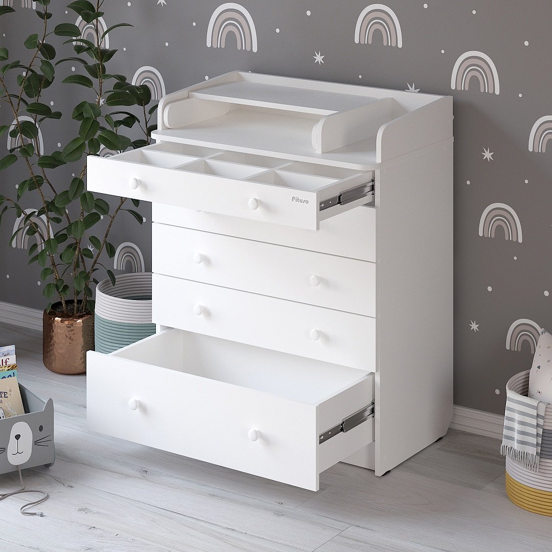 Детский комод Pituso TORI , 80.2x69.7x101.1 см, белый - ForteMarket Детский комод Pituso TORI , 80.2x69.7x101.1 см, белый купить,0