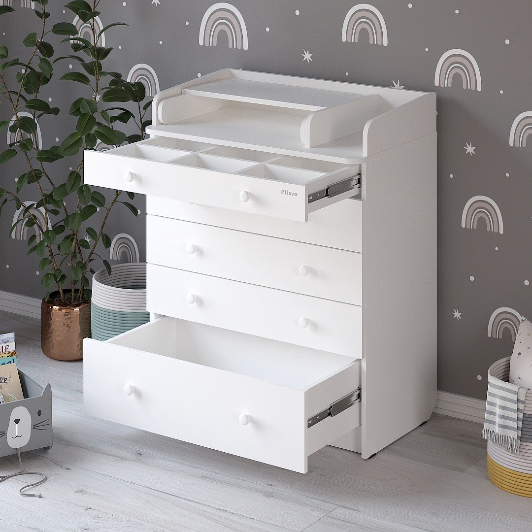 Детский комод Pituso TORI , 80.2x69.7x101.1 см, белый купить,NaN