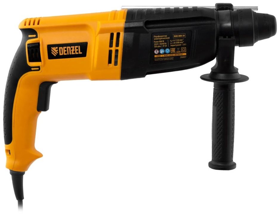 Перфоратор DENZEL RHH-800-26 (26607) 3 Дж, SDS-Plus купить,0