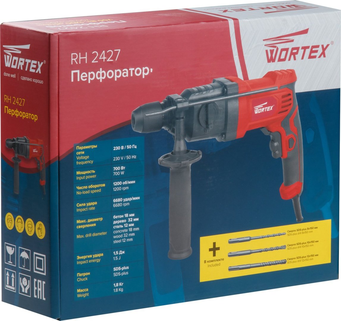 Перфоратор WORTEX RH 2427 (RH242700025) 1.5 Дж, SDS-Plus - ForteMarket Перфоратор WORTEX RH 2427 (RH242700025) 1.5 Дж, SDS-Plus купить,0