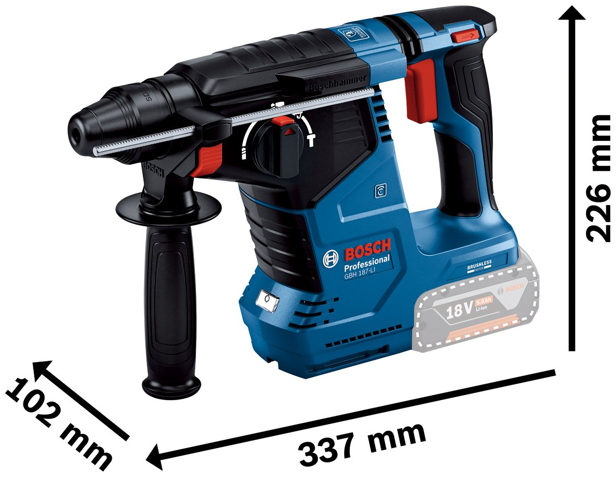 Аккумуляторный перфоратор с патроном SDS Plus BOSCH Professional GBH 187-LI, 0611923020 купить,134380