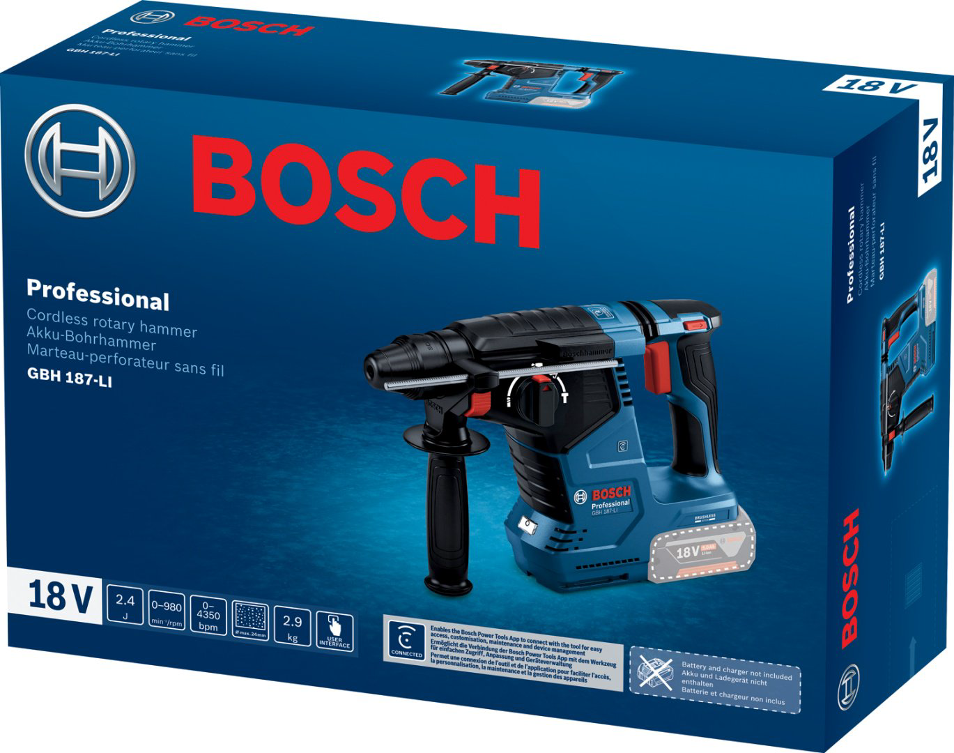 Аккумуляторный перфоратор с патроном SDS Plus BOSCH Professional GBH 187-LI, 0611923020 купить,134380